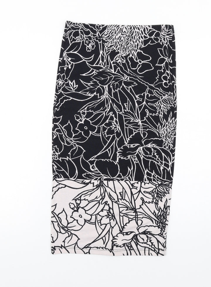 Topshop Womens Black Geometric Polyester Straight & Pencil Skirt Size 10