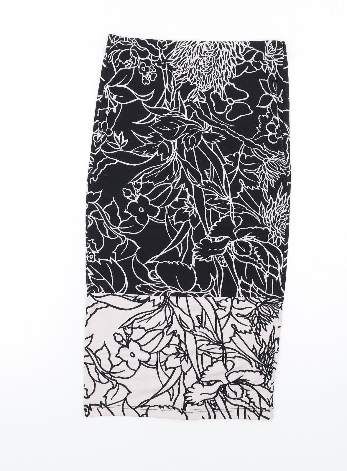 Topshop Womens Black Geometric Polyester Straight & Pencil Skirt Size 10