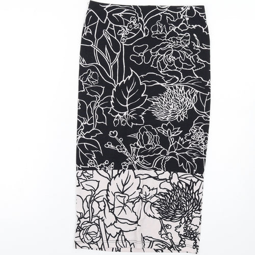 Topshop Womens Black Geometric Polyester Straight & Pencil Skirt Size 10