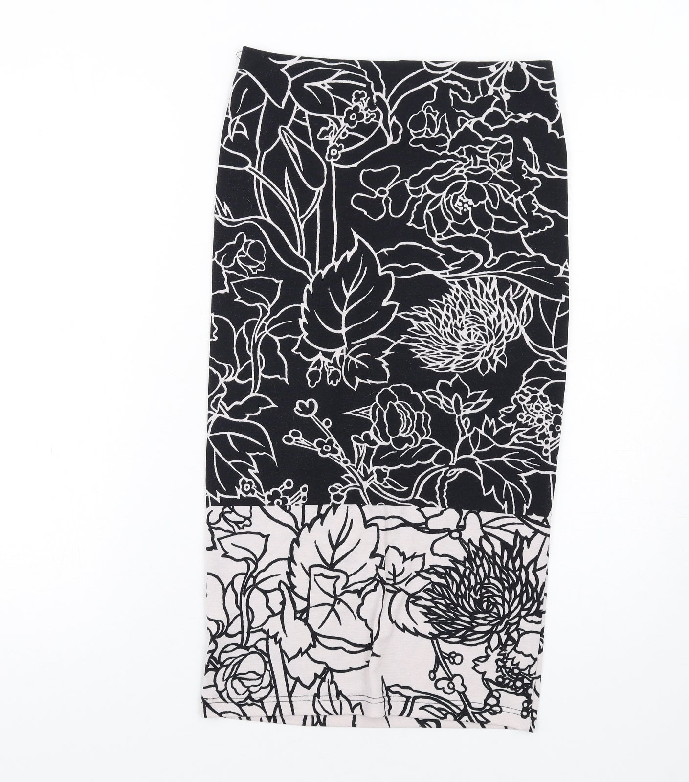 Topshop Womens Black Geometric Polyester Straight & Pencil Skirt Size 10