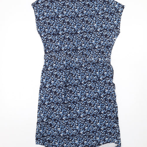 Baard Angels Womens Blue Geometric Cotton A-Line Size 14 Round Neck Pullover