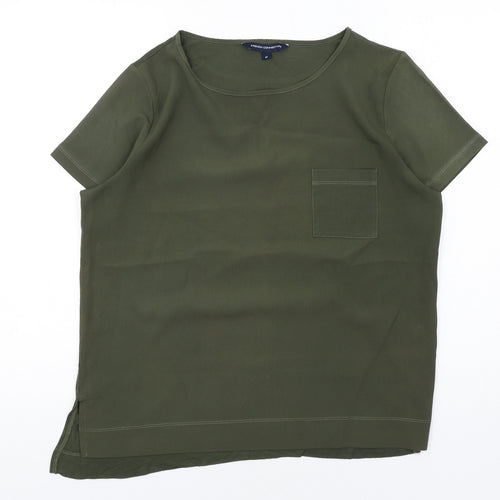 French Connection Womens Green Polyester Basic T-Shirt Size M Round Neck