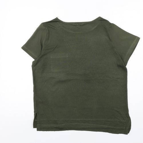 French Connection Womens Green Polyester Basic T-Shirt Size M Round Neck
