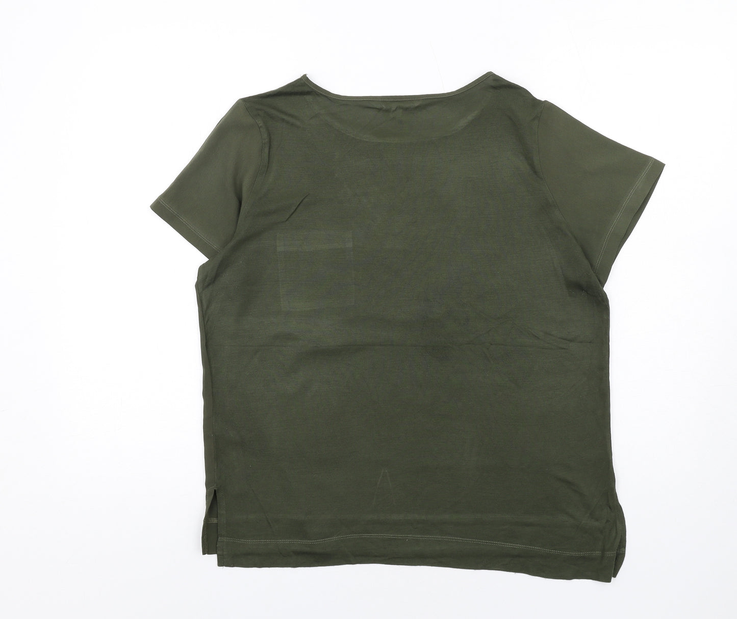 French Connection Womens Green Polyester Basic T-Shirt Size M Round Neck