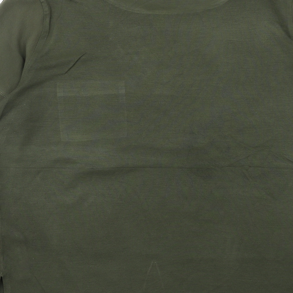 French Connection Womens Green Polyester Basic T-Shirt Size M Round Neck