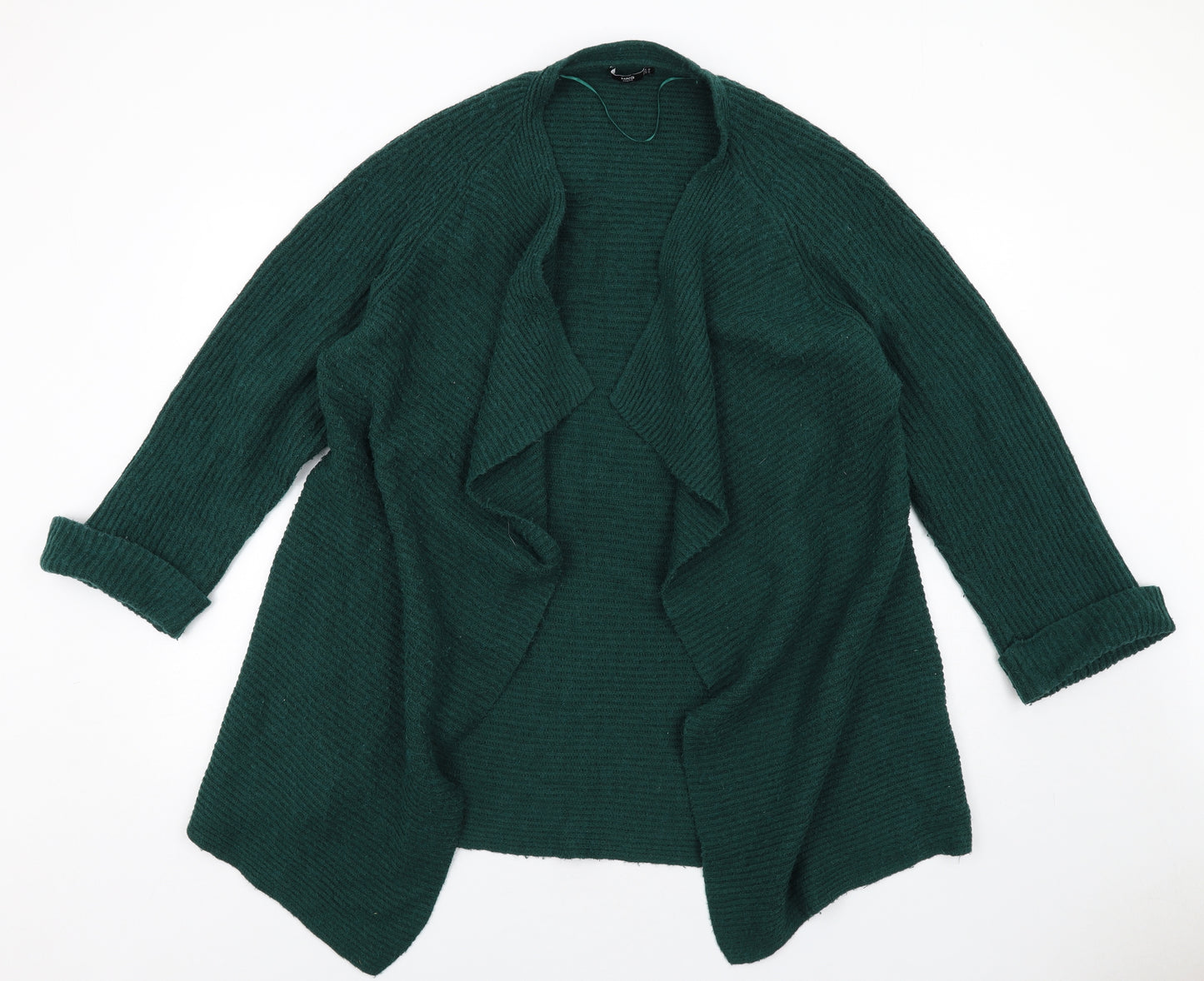 Mango Womens Green V-Neck Acrylic Cardigan Jumper Size M