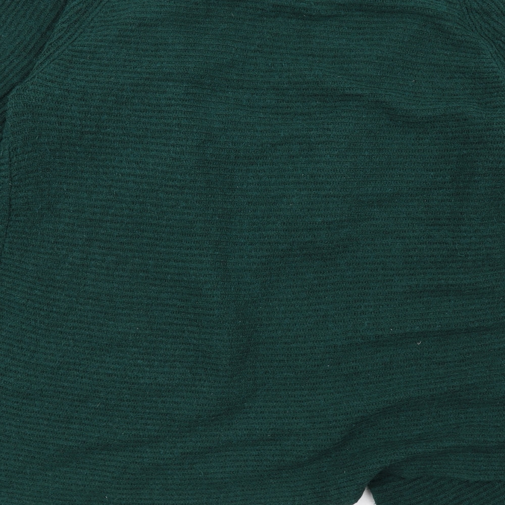 Mango Womens Green V-Neck Acrylic Cardigan Jumper Size M