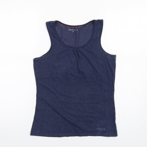 Esprit Womens Blue Cotton Basic Tank Size XS Round Neck