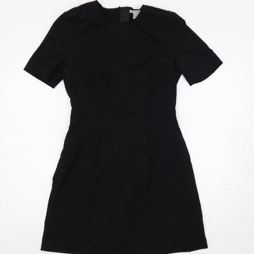 H&M Womens Black Polyester A-Line Size 10 Round Neck Zip