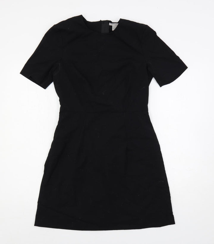 H&M Womens Black Polyester A-Line Size 10 Round Neck Zip