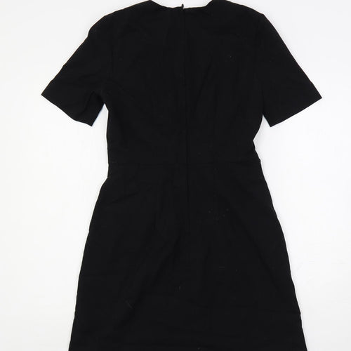 H&M Womens Black Polyester A-Line Size 10 Round Neck Zip