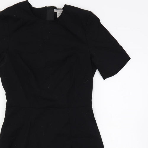 H&M Womens Black Polyester A-Line Size 10 Round Neck Zip
