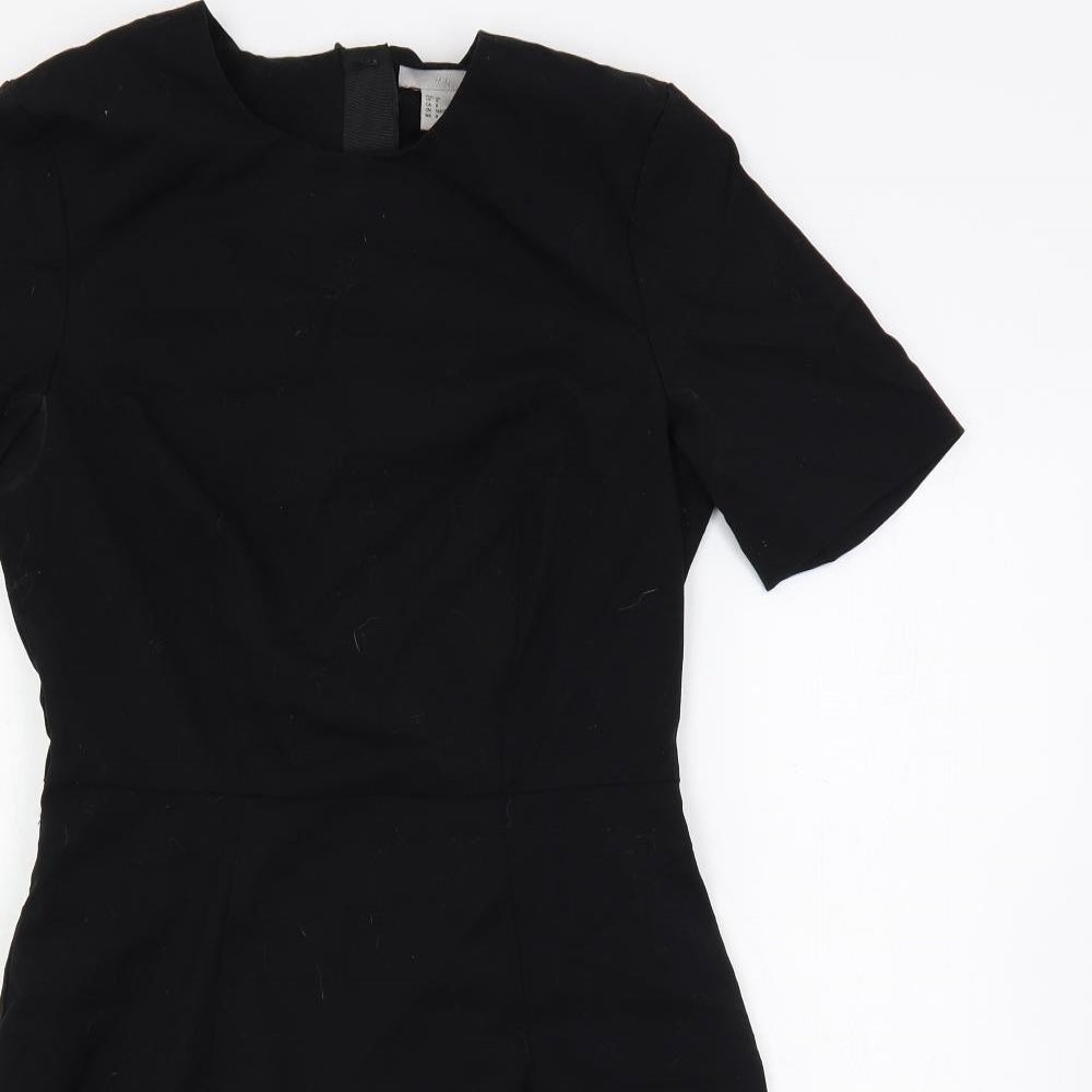 H&M Womens Black Polyester A-Line Size 10 Round Neck Zip