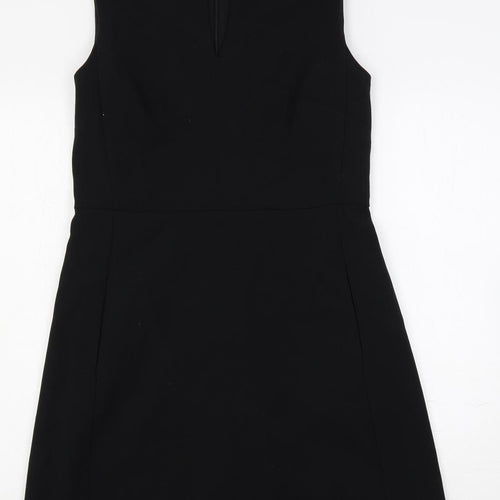 Gap Womens Black Polyester A-Line Size 14 V-Neck Zip