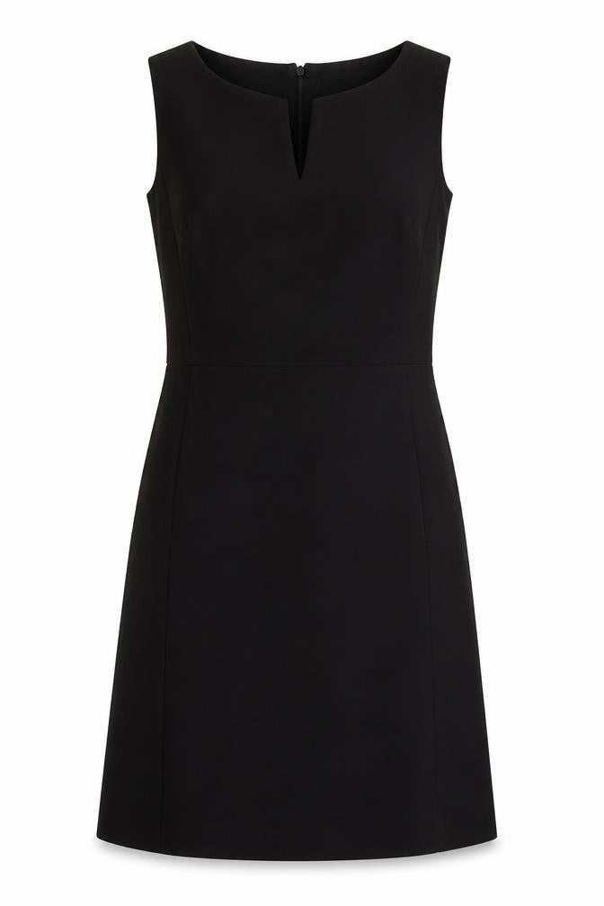 Front view of Gap women’s black polyester a-line, size UK 14, v-neck zip