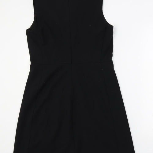 Gap Womens Black Polyester A-Line Size 14 V-Neck Zip