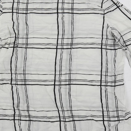 NEXT Womens White Plaid Viscose Basic Blouse Size 10 Boat Neck