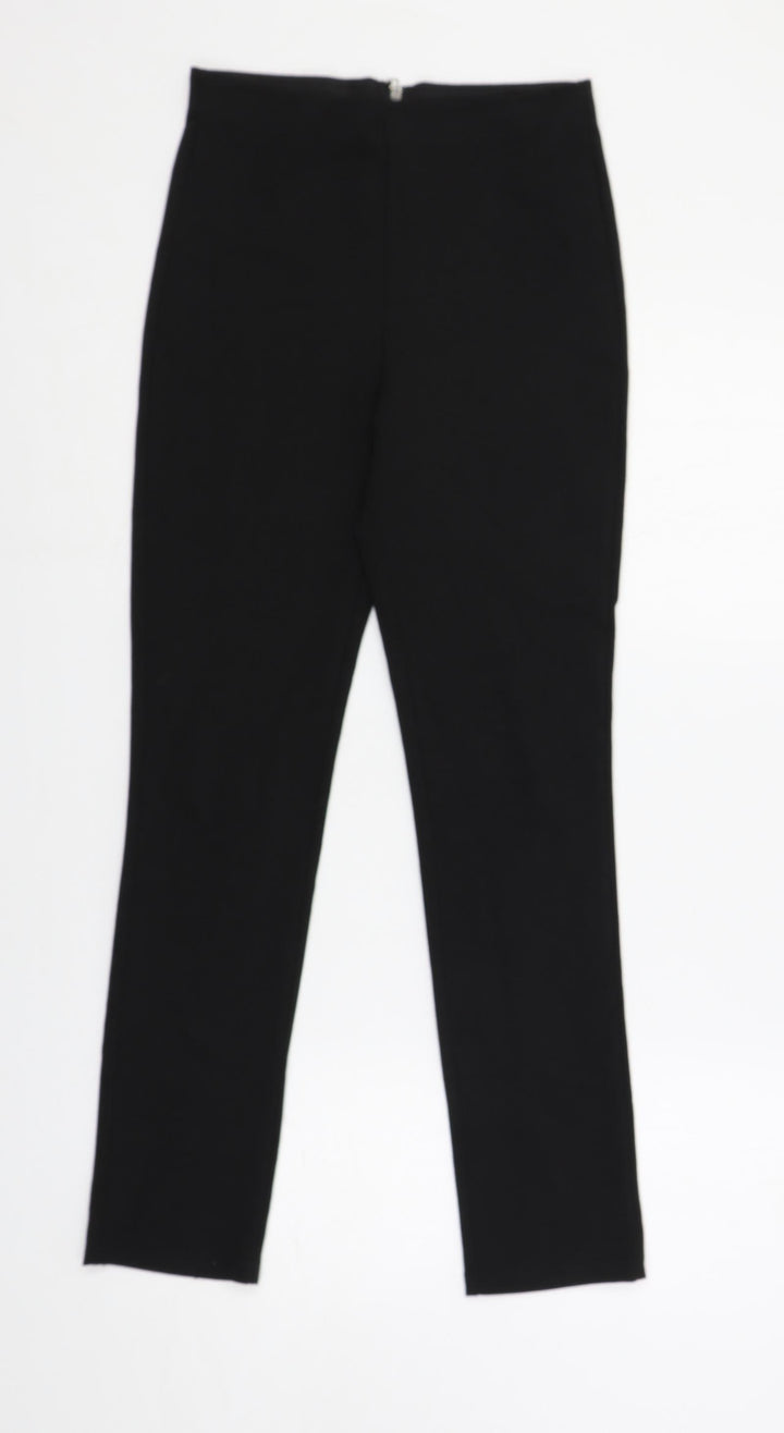 H&M Womens Black Polyester Trousers Size XS L28 in Regular Zip