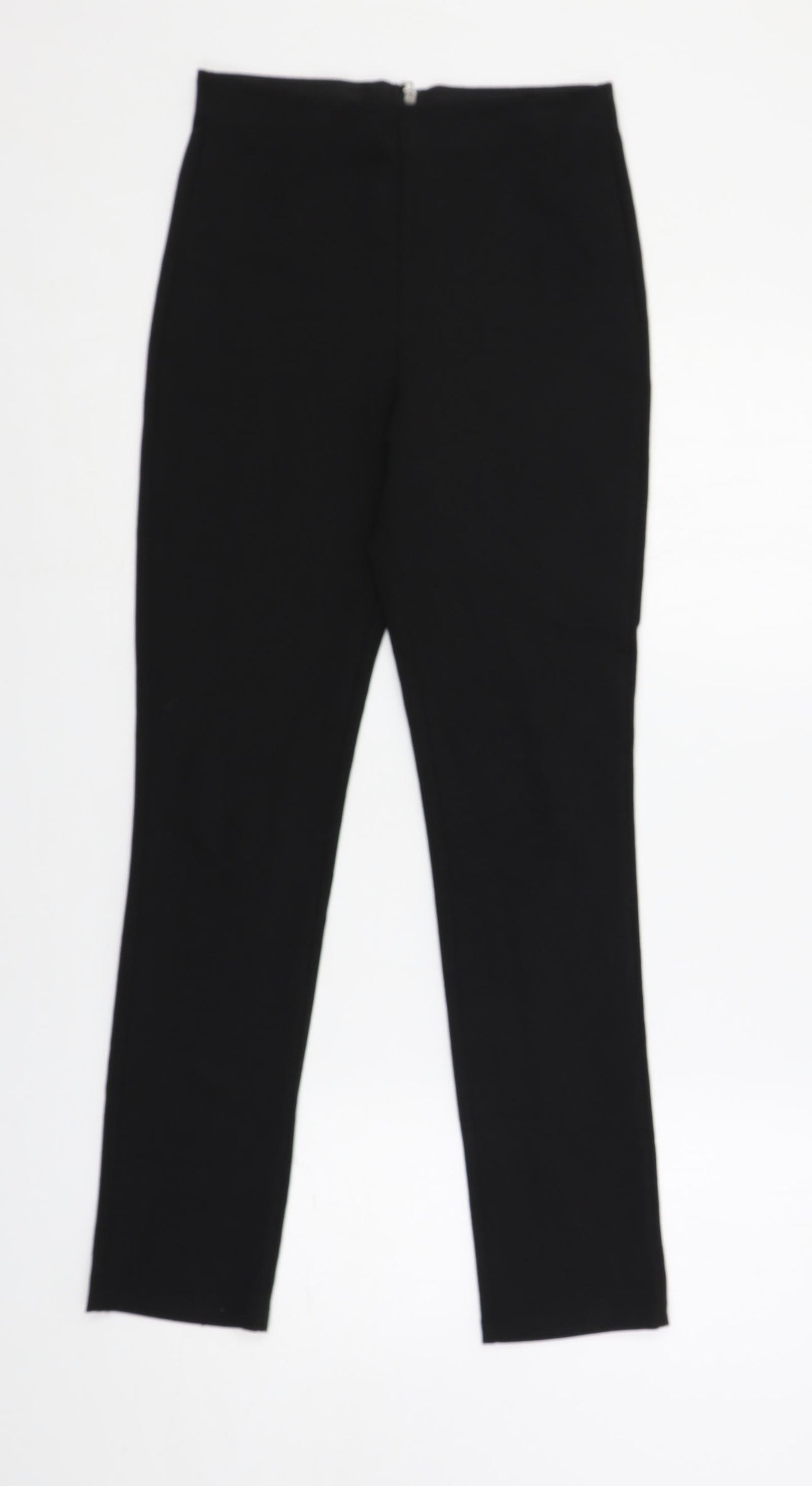 H&M Womens Black Polyester Trousers Size XS L28 in Regular Zip