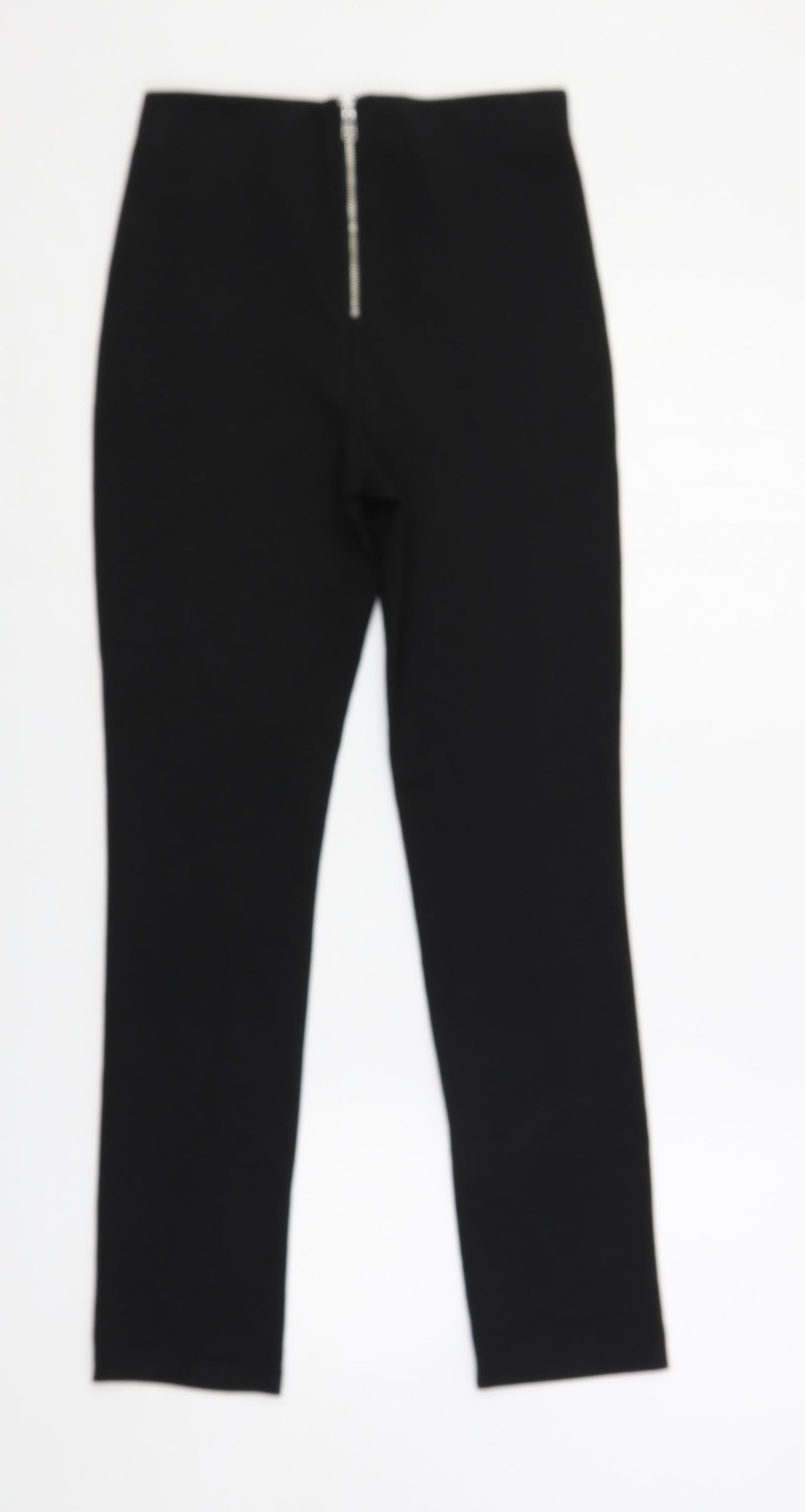 H&M Womens Black Polyester Trousers Size XS L28 in Regular Zip