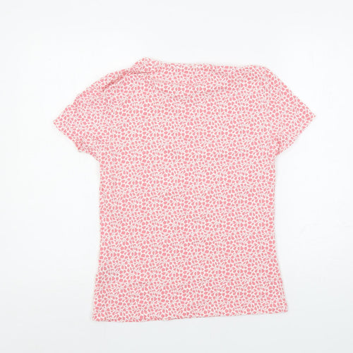 Marks and Spencer Womens Pink Floral Cotton Basic T-Shirt Size 12 Crew Neck