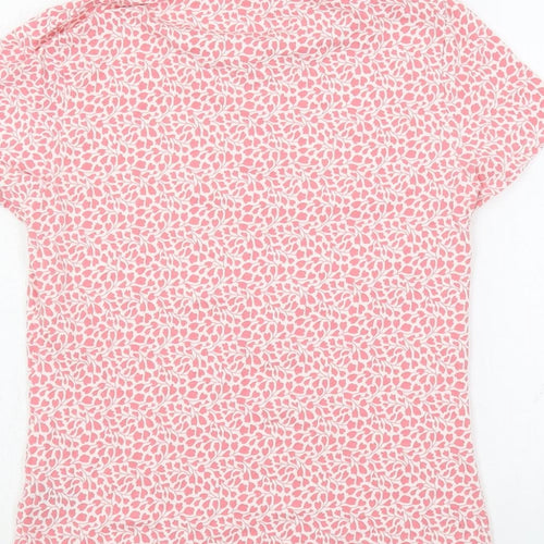 Marks and Spencer Womens Pink Floral Cotton Basic T-Shirt Size 12 Crew Neck
