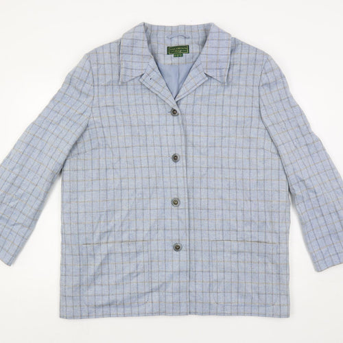 Equorian Womens Blue Plaid Jacket Blazer Size 20 Button