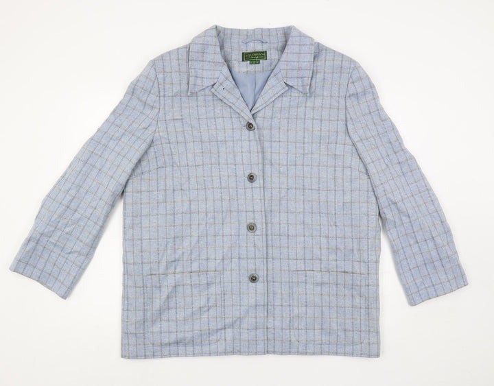 Equorian Womens Blue Plaid Jacket Blazer Size 20 Button