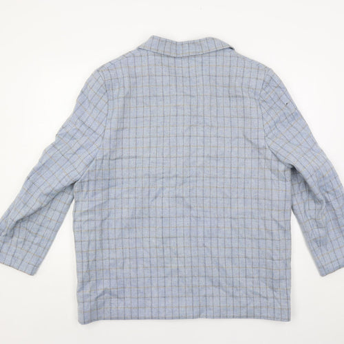 Equorian Womens Blue Plaid Jacket Blazer Size 20 Button