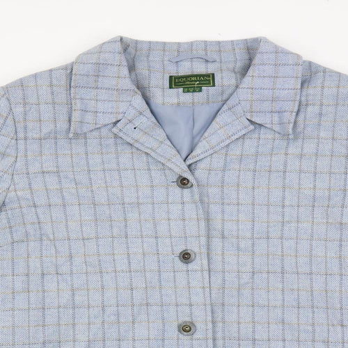 Equorian Womens Blue Plaid Jacket Blazer Size 20 Button