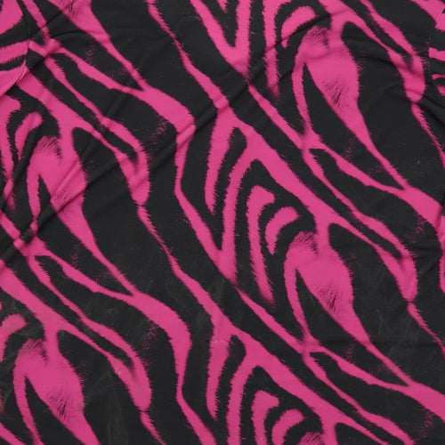 BASSINI Womens Pink Animal Print Polyester Basic Blouse Size 20 V-Neck