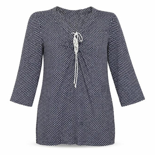 Gap Womens Blue Geometric Cotton Tunic Blouse Size XS V-Neck
