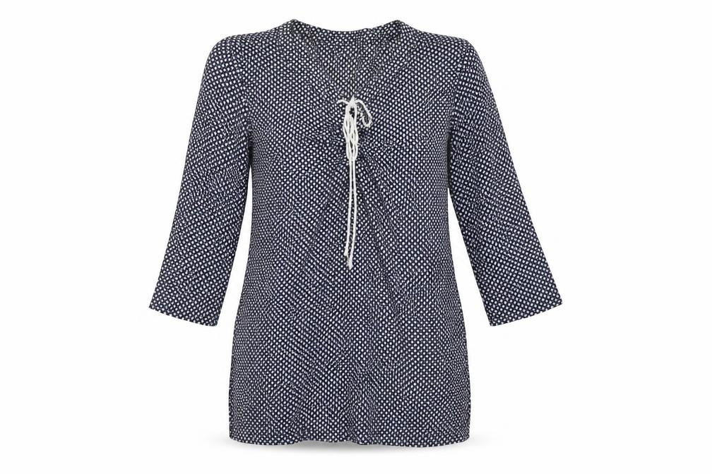 Gap Womens Blue Geometric Cotton Tunic Blouse Size XS V-Neck