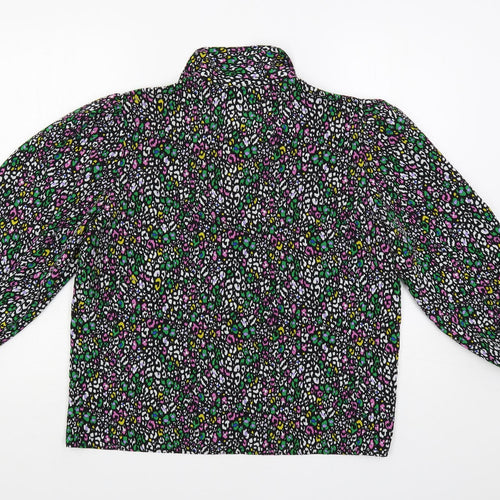 Topshop Womens Multicoloured Animal Print Polyester Basic Button-Up Size 10 Collared