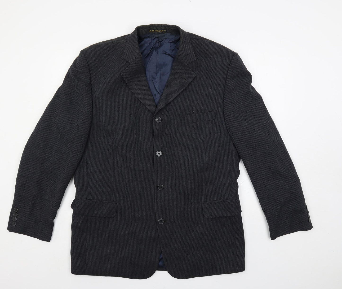 AW Trench Mens Blue Wool Jacket Blazer Size 44 Regular