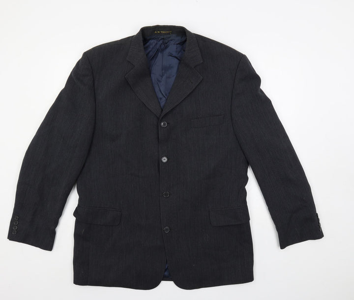 AW Trench Mens Blue Wool Jacket Blazer Size 44 Regular