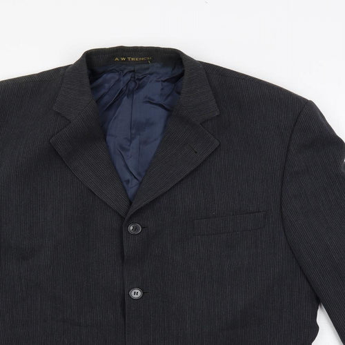 AW Trench Mens Blue Wool Jacket Blazer Size 44 Regular
