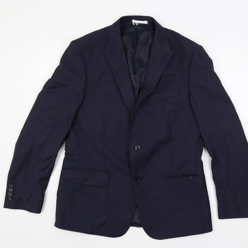Marks and Spencer Mens Blue Striped Wool Jacket Suit Jacket Size 40 Regular