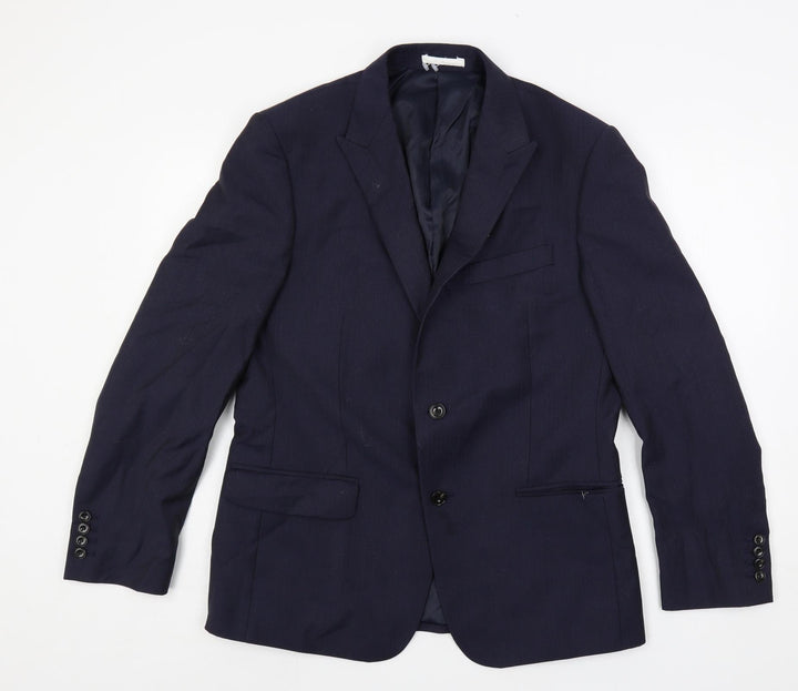 Marks and Spencer Mens Blue Striped Wool Jacket Suit Jacket Size 40 Regular
