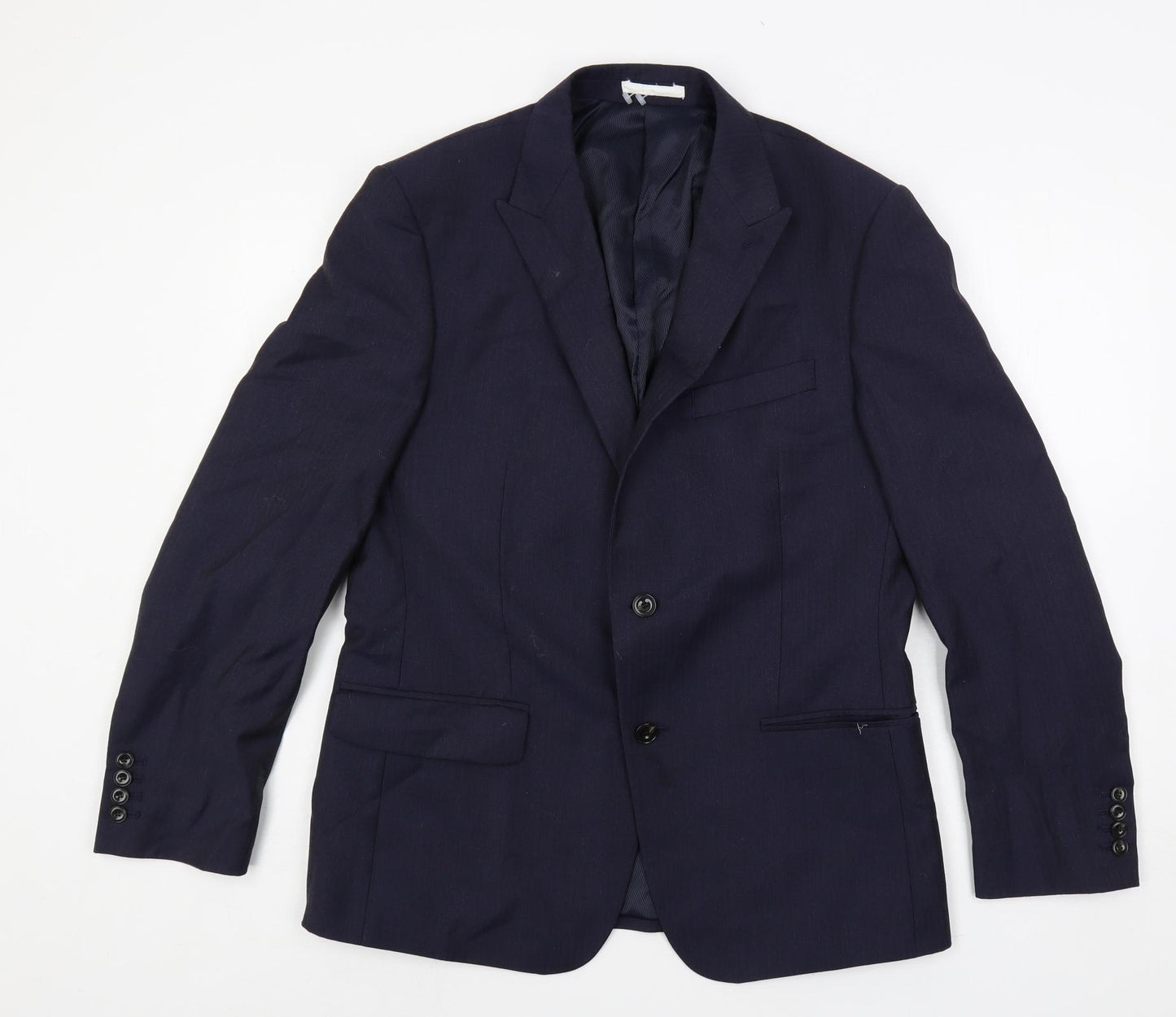 Marks and Spencer Mens Blue Striped Wool Jacket Suit Jacket Size 40 Regular