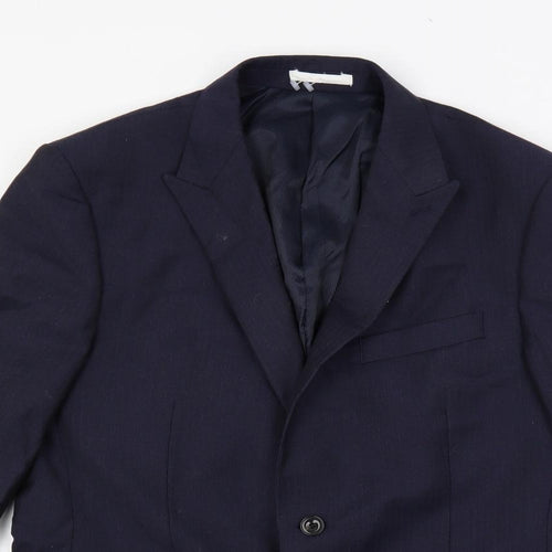 Marks and Spencer Mens Blue Striped Wool Jacket Suit Jacket Size 40 Regular