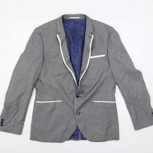 NEXT Mens Grey Polyester Jacket Suit Jacket Size 42 Regular - Contrasting Trim
