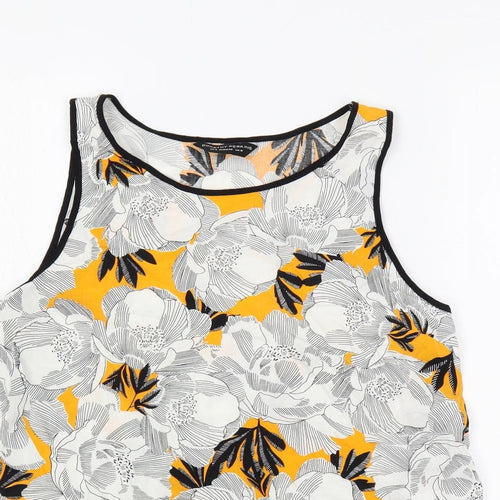 Dorothy Perkins Womens White Geometric Viscose Basic Tank Size 10 Boat Neck