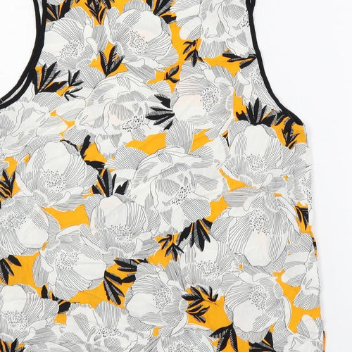 Dorothy Perkins Womens White Geometric Viscose Basic Tank Size 10 Boat Neck