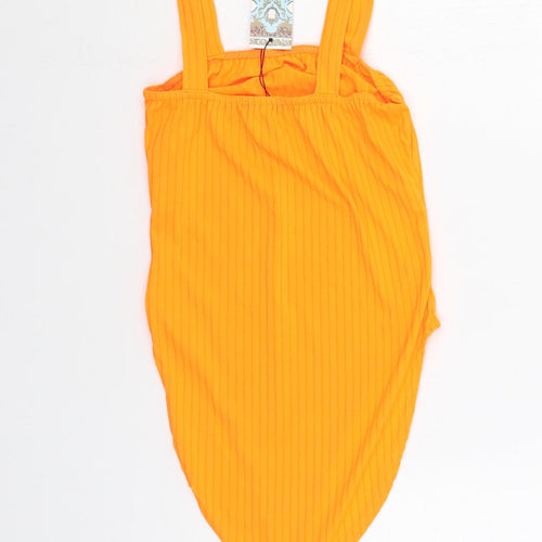 Boohoo Womens Orange Polyester Bodysuit One-Piece Size 8 Pullover - Ribbed