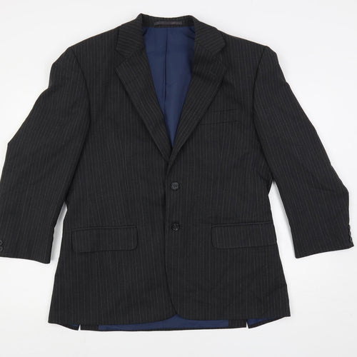 Executex Mens Grey Striped Polyester Jacket Suit Jacket Size 40 Regular
