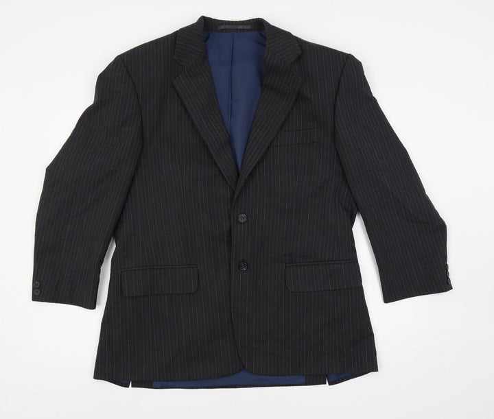 Executex Mens Grey Striped Polyester Jacket Suit Jacket Size 40 Regular