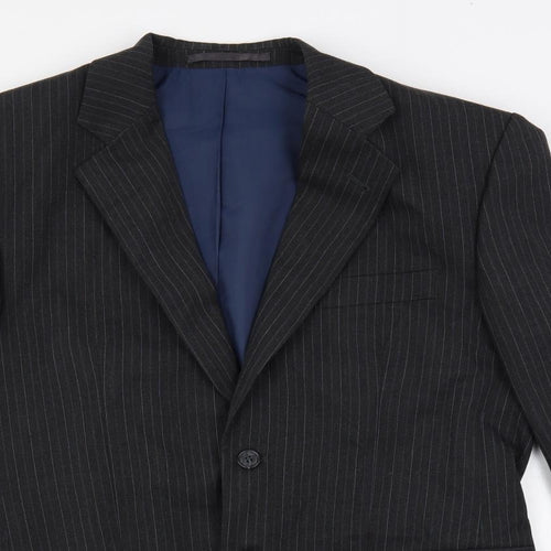 Executex Mens Grey Striped Polyester Jacket Suit Jacket Size 40 Regular