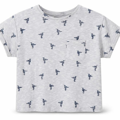 New Look Girls Grey Geometric Polyester Pullover T-Shirt Size 10-11 Years Crew Neck Pullover - Bird Print