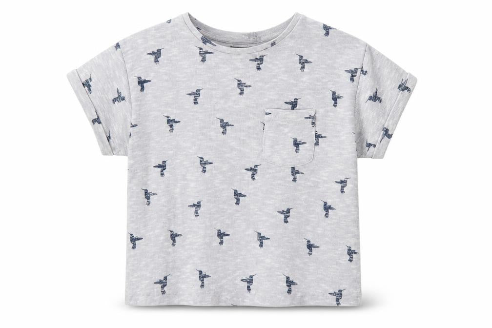 New Look Girls Grey Geometric Polyester Pullover T-Shirt Size 10-11 Years Crew Neck Pullover - Bird Print
